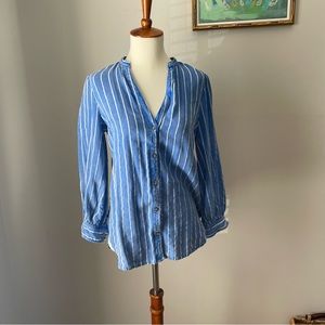 NWT 0 Anthropologie Wedgwood Classic Button Up Stripe Top Perfect for FALL